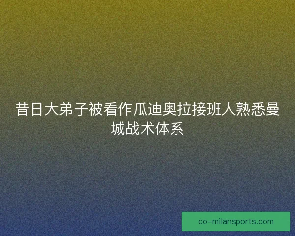 昔日大弟子被看作瓜迪奥拉接班人熟悉曼城战术体系