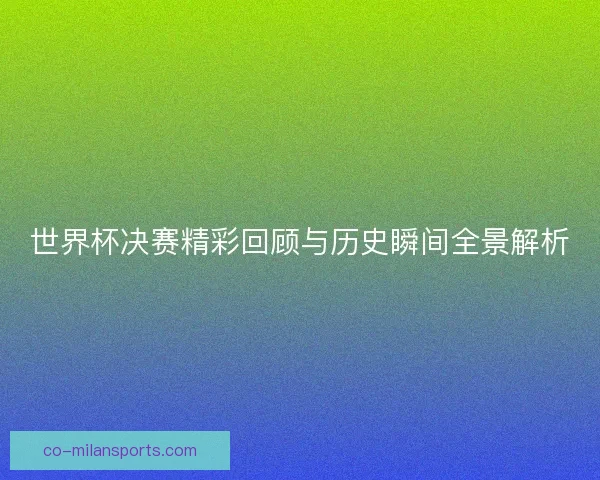 世界杯决赛精彩回顾与历史瞬间全景解析